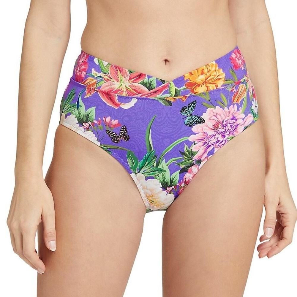 Johnny Was Purple and Pink Floral Bikini